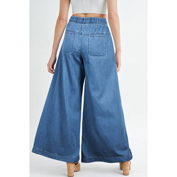 Solid Color High Waist Wide Leg Pants Women European And American Leisure Style Multi Button Jeans Women - Image 4