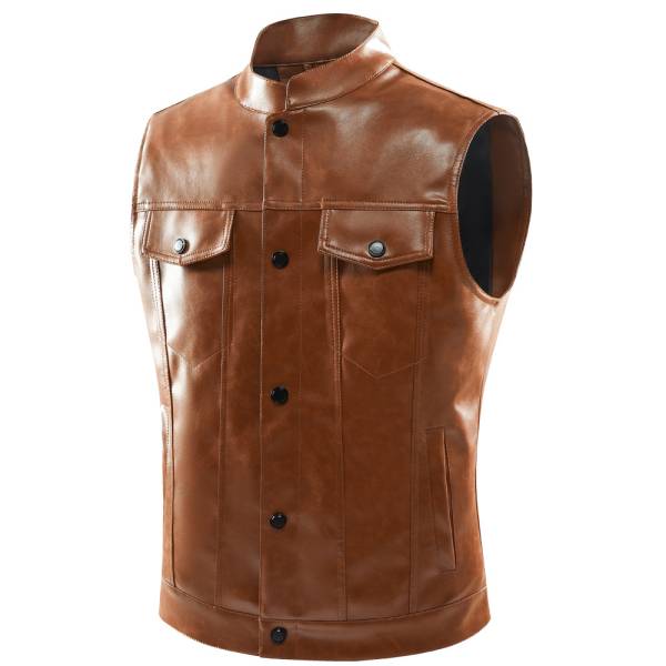 Men's Casual Multi-pocket Stand Collar Vest Coat - Image 3