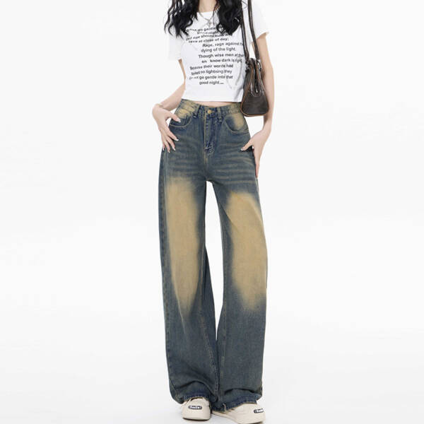 High Waist Loose Straight Mop Jeans - Image 2