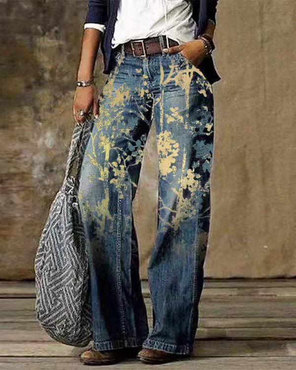 Diagonal Cloth Jeans 3D Pattern Casual Pants - Image 2