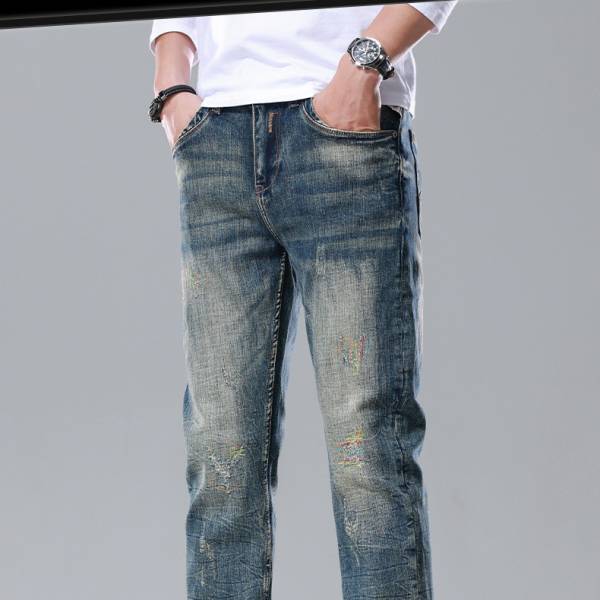 Men's Straight Slim Cotton Vintage Jeans - Image 3