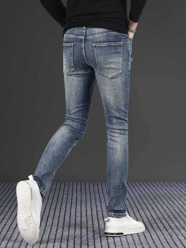 Men's Fashion Slim Fit Skinny Stretch Ripped Jeans - Image 2