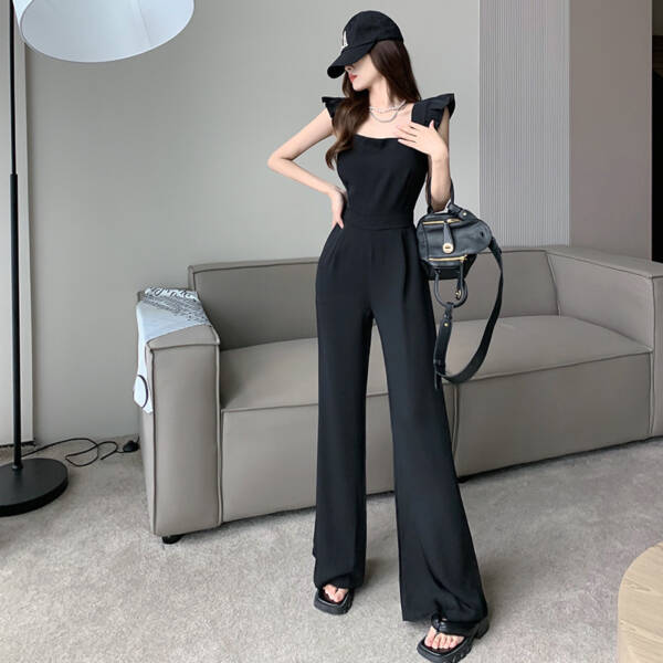 Mushroom Edge Temperament Sleeveless Jumpsuit With A Drooping Feeling And Wide Leg Pants