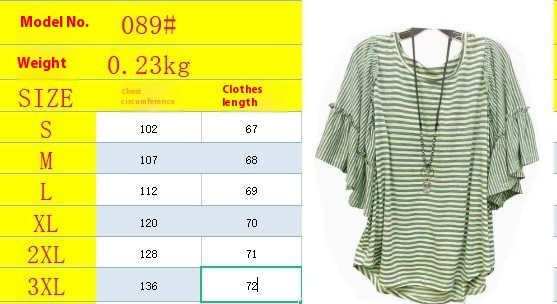 Women's Summer Round Neck Striped Stitching T-shirt Short Sleeve Top - Image 8