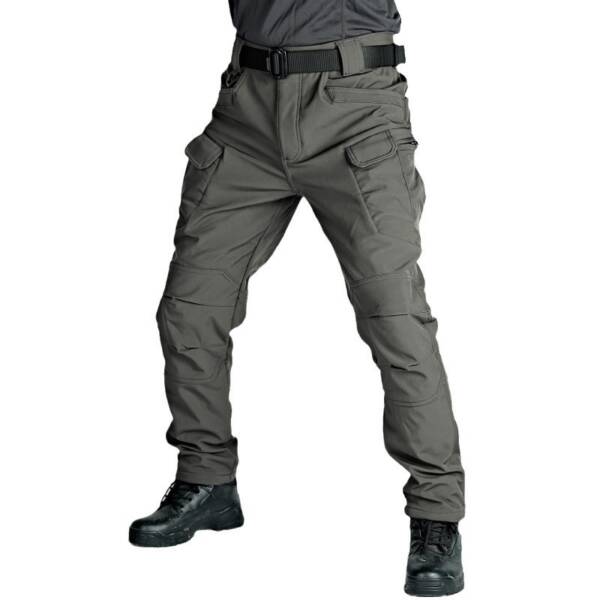 Winter Tactical Pants Men's Fleece-lined Waterproof Shark Skin Soft Shell Tactical Pants - Image 3