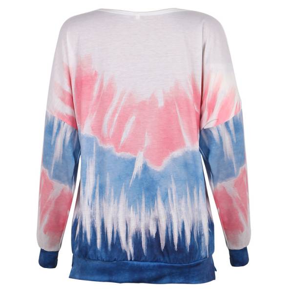 Women Printed Contrast Color Long-Sleeved Casual Loose Sweater - Image 6