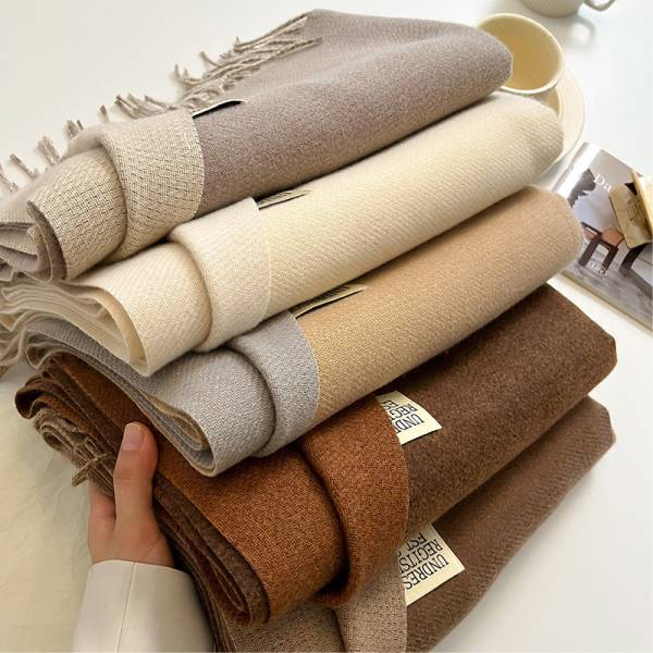 Double-sided Artificial Cashmere Scarf Women's Winter Warm Couple - Image 2