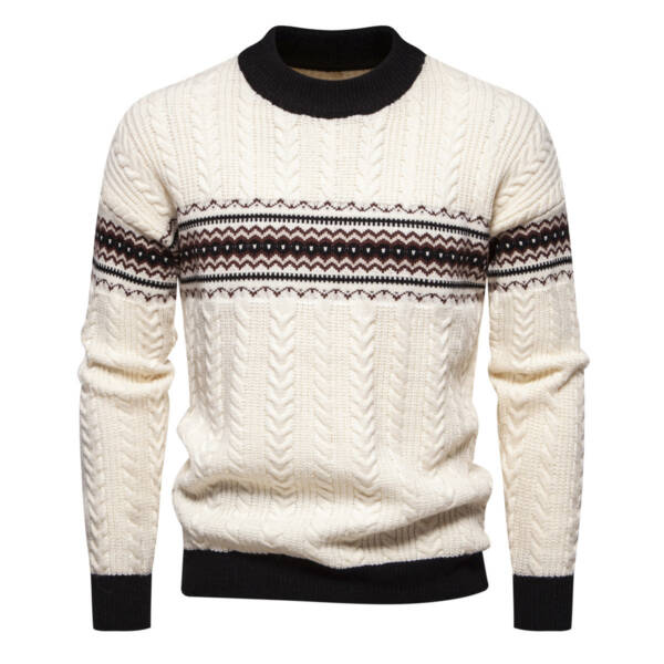 Men's Round Neck Pullover Print Casual Sweater - Image 5