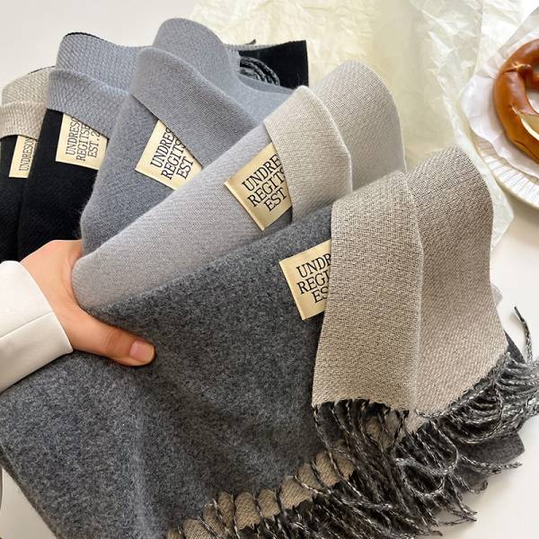 Double-sided Artificial Cashmere Scarf Women's Winter Warm Couple - Image 4