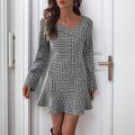 Autumn Long Sleeve Irregular Ruffles Dress