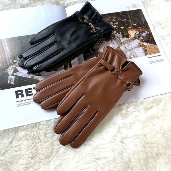 Gloves Women's Winter Warm Plus Fleece Gloves PU - Image 4