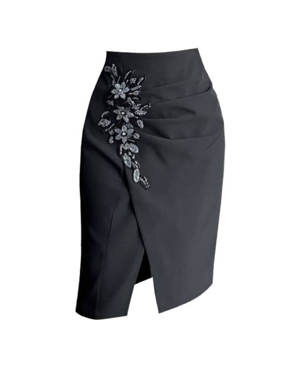 Embroidered Temperament Wrapped Hip Skirt Woman Vintage High Waist - Image 5