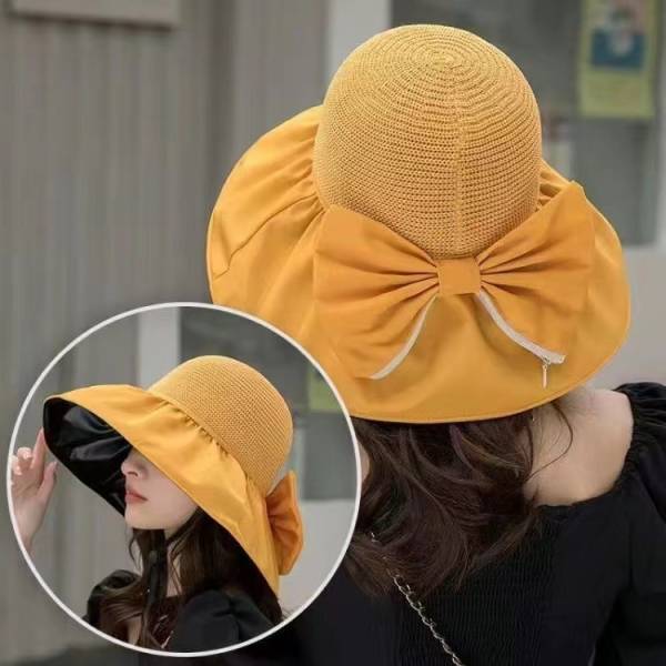 Summer Straw Sunhat With Large Brim And Big Bow Anti-UV Fisherman Hat Outdoor Sunshade And Face Protection Hat - Image 8