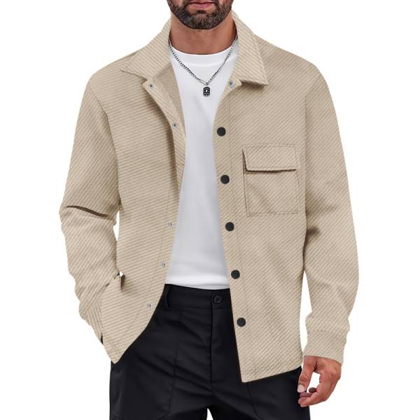 Men's Retro Casual Jacquard Knitted Lapel Shirt Jacket - Image 3