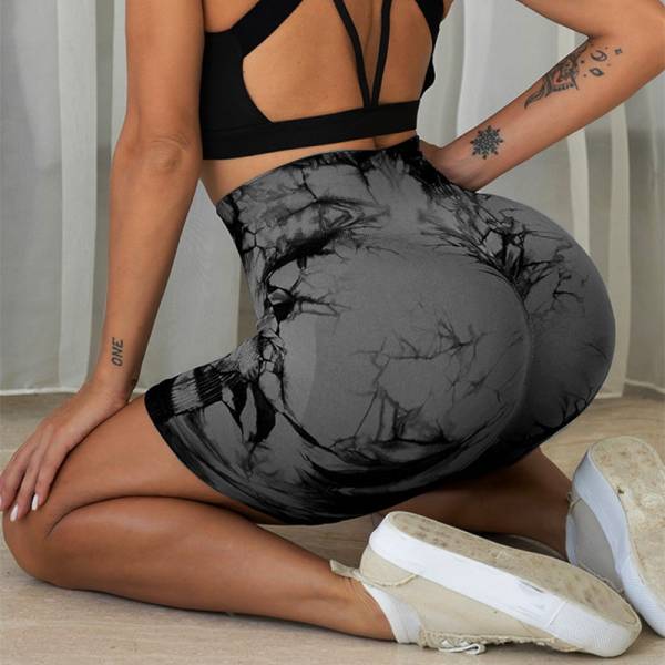 Tie-dye Printed Yoga Pants Summer Quick-drying Fitness Shorts Sexy High-waisted Hip-lifting Leggings Women Pants - Image 3