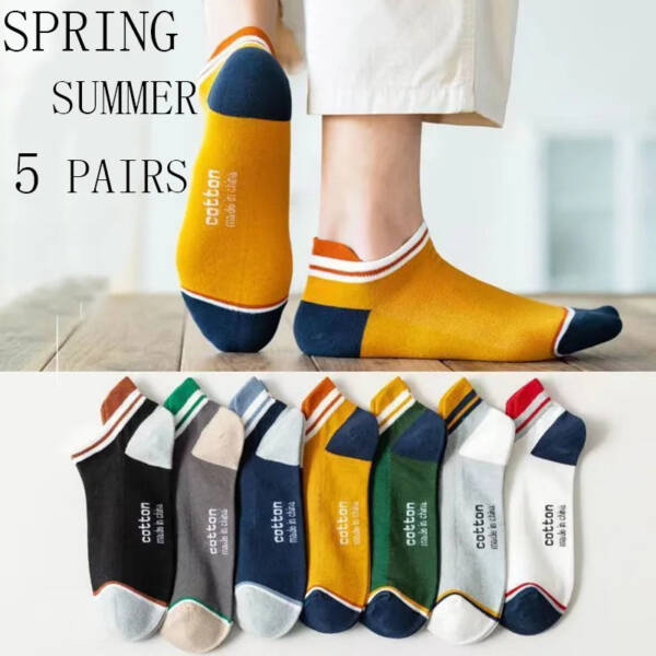 Short Spring And Summer Solid Color Men's Thin Breathable Boat Socks Trendy Athletic Socks - Image 2