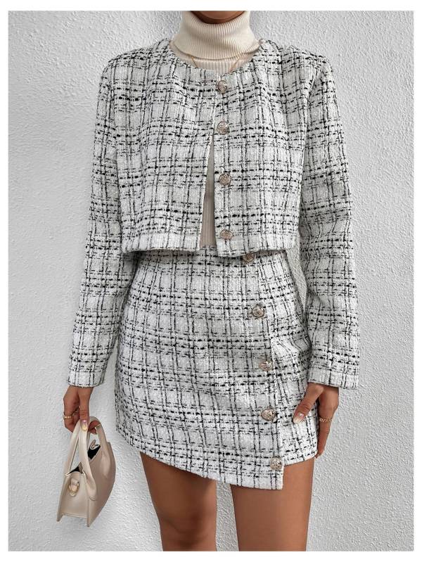 Heavy Industry Knitting Classic Style Jacket Half Body Skirt Outfit - Image 4