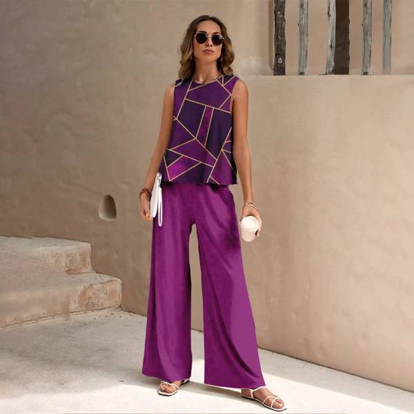 European And American Fashion Nation Geometric Vest Pants Suit - Image 10