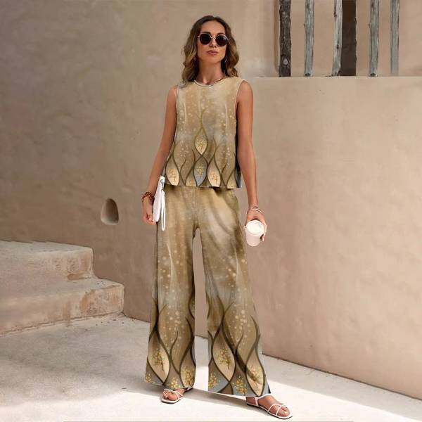 European And American Fashion Nation Geometric Vest Pants Suit - Image 6