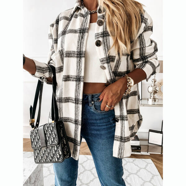 New Fashion Plaid Casual Ladies Shirt - Image 2