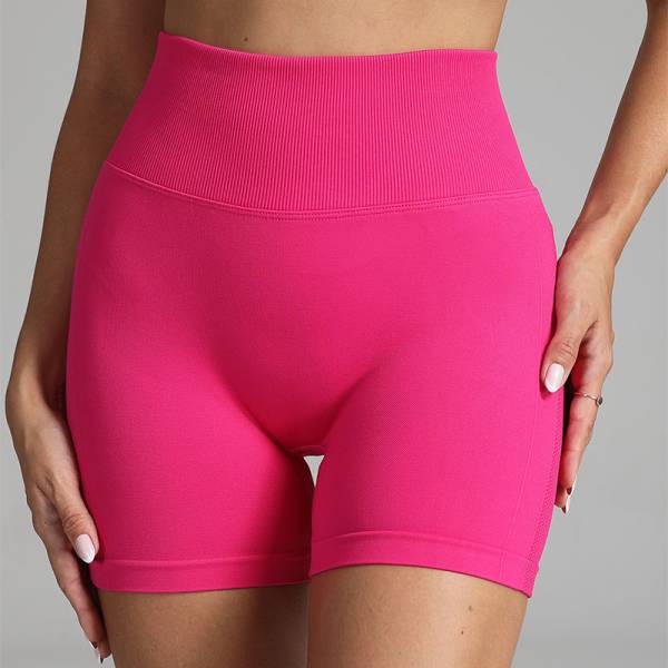 Seamless Yoga Shorts Women Solid Color High Waist Hip-lifting Fitness Pants Running Sweatpants - Image 2