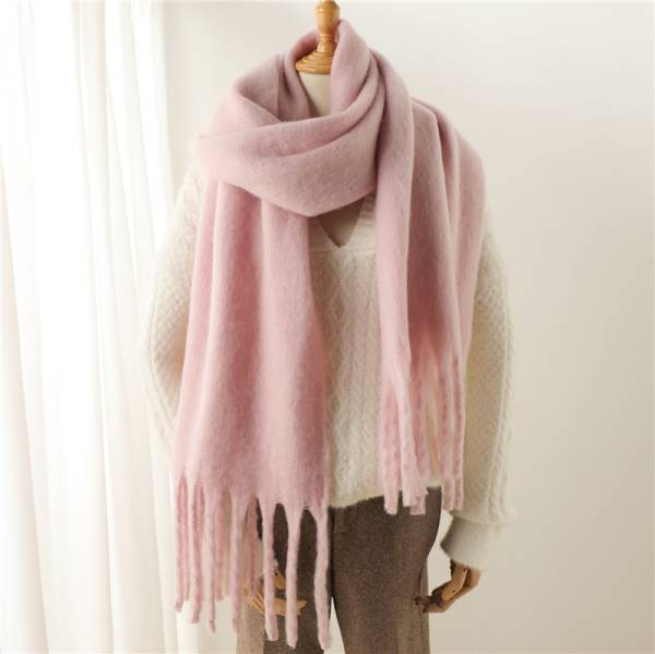 Mohair Pure Color All-matching Winter Warm Lengthened Fringe Bib Towel - Image 8